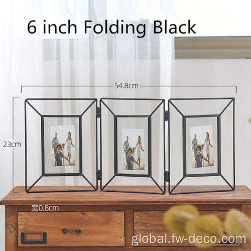 China Geometric Metal Glass Photo Frame Folding Rotatable Supplier